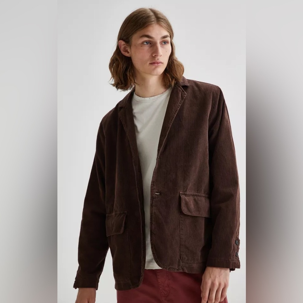 EUC Mens Loom Urban Outfitters Chocolate Brown Corduroy Blazer preppy casual LRG